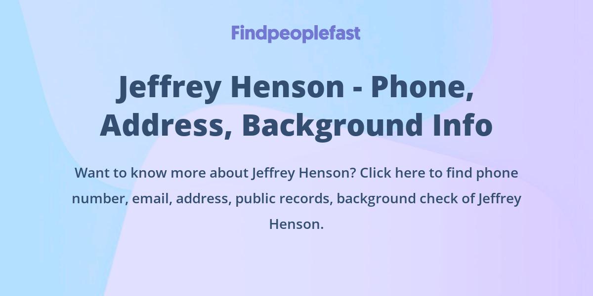 Jeff Henson (jhenson1442) - Profile